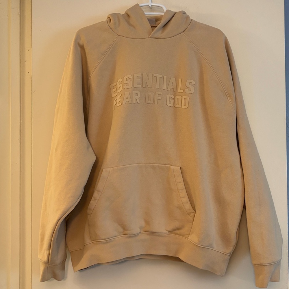 Fear‎ of God Essentials Tan Relaxed Fit Oversized Athletic Hoodie, size L